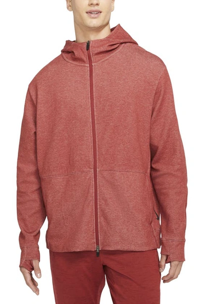 Nike Restore Dri-fit Full Zip Fleece Hoodie In Dark Cayenne/heather/black