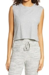 Beyond Yoga Night In Cropped Tank Top In Lt Heather Grey