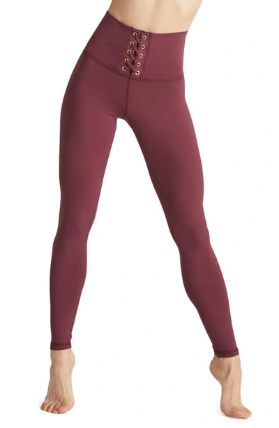 Strut This Mcguire Lace Up Legging In Pinot Satin