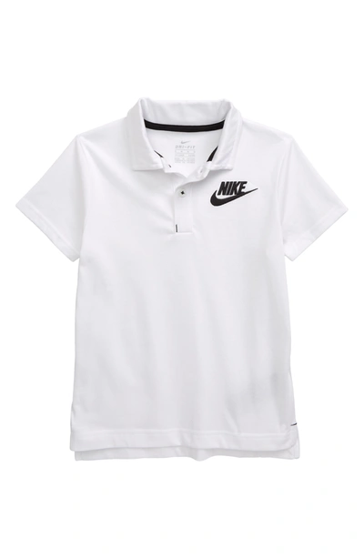 Nike Boys' Dri-fit Logo Polo Shirt - Little Kid In White