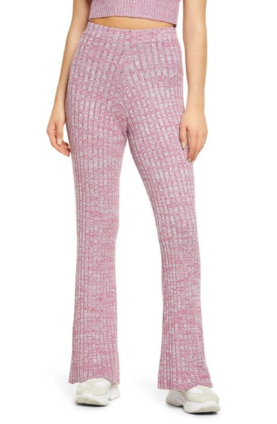 Afrm Theodore Knit Flare Leg Pants In Marled Soft Grey Mauve