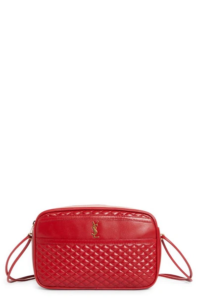 Saint Laurent Womens Red Victoire Quilted-leather Camera Bag In Rouge/eros