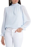 1.state Smocked Neck Long Sleeve Blouse In Blue Lake