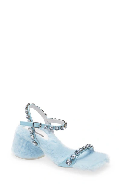 Jeffrey Campbell Lover Embellished Faux Fur Sandal In Baby Blue Combo