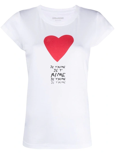 Zadig & Voltaire Skinny Je T'aime Graphic-print Cotton-jersey T-shirt In White