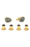 Christina Greene Cuff Link & Shirt Stud Set In Labradorite