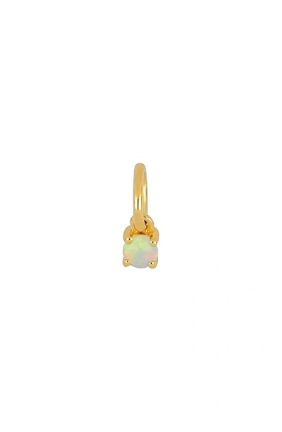 Ef Collection Birthstone Charm In Yellow Gold/ Opal