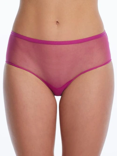 On Gossamer Mesh Boyshorts In Rouge