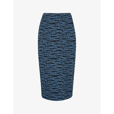 Whistles Animal-print Cotton-blend Midi Skirt In Blue Multi