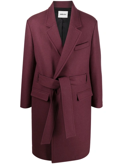 Ambush Belted Double-breasted Coat In Red