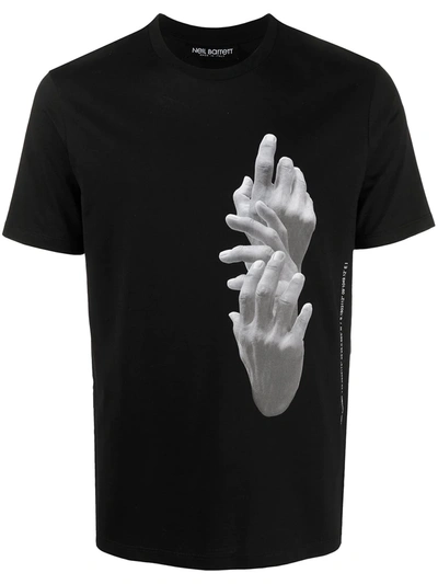 Neil Barrett The Other Hands-print Cotton-jersey T-shirt In Nero