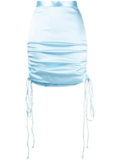 Laquan Smith Women's Stretch Satin Ruched Side Tie Mini Skirt In Baby Blue