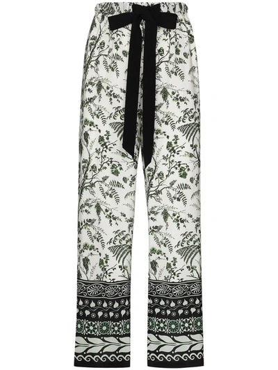 Erdem Horace Tie-waist Silk Crepe De Chine Trousers In Weiss