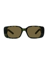 Dior 53mm Rectangular Sunglasses In Havana Green