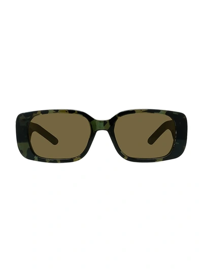 Dior 53mm Rectangular Sunglasses In Green Havana/ Green