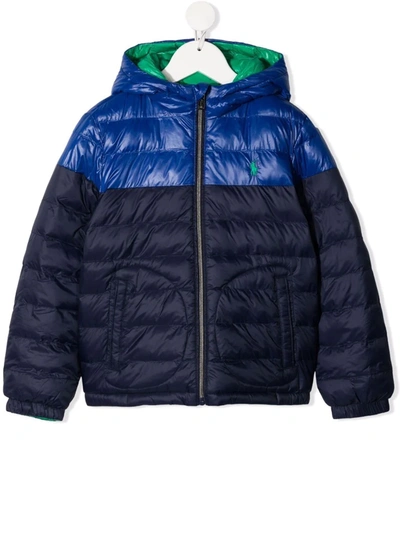 Ralph Lauren Reversible Hooded Puffer Jacket (6-14 Years) In Blau