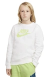Nike Kids' Sportswear Logo Graphic Fleece Sweatshirt In White/barely Volt
