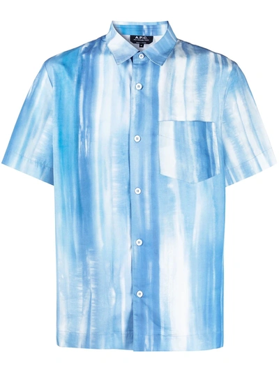 Apc Joseph Tye Dye Poplin Ss Shirt Blue