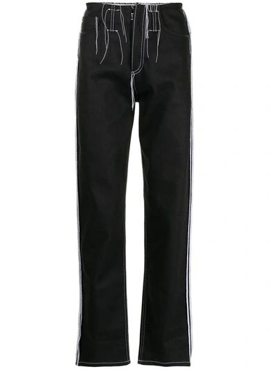 Maison Margiela Mid-rise Contrast-stitch Straight-leg Jeans In Black