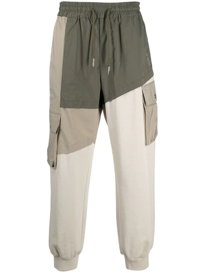 Feng Chen Wang Deconstructed Contrast Panel Cotton Cargo Jogger Pants In Grey