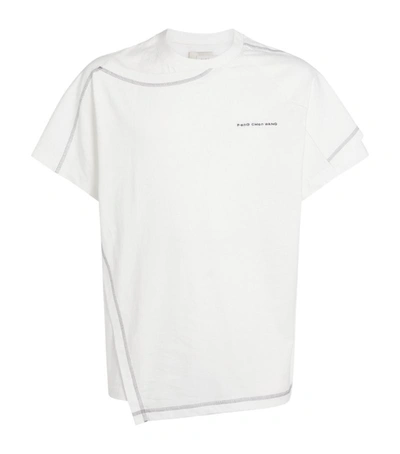 Feng Chen Wang Contrast Seam Deconstructed Panel Cotton T-shirt In White
