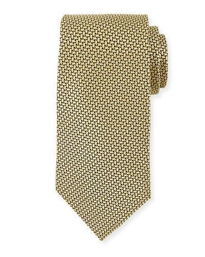 Ermenegildo Zegna Basketweave Silk Tie, Yellow
