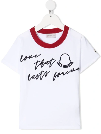 Moncler Teen Embroidered T-shirt In Weiss