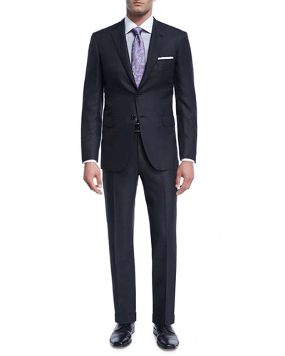 Brioni Textured Solid Wool Two-piece Suit In Gray