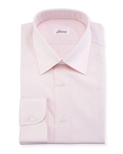 Brioni Textured Solid Cotton Dress Shirt In Pink