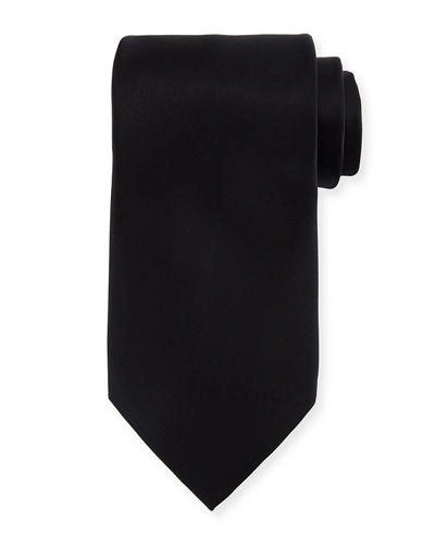 Stefano Ricci Solid Silk Satin Tie In Black