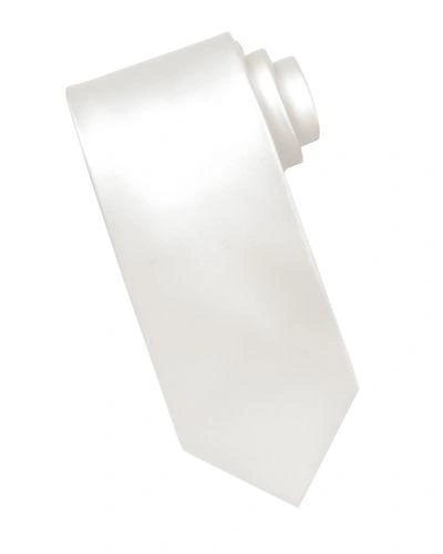 Stefano Ricci Solid Silk Satin Tie In White