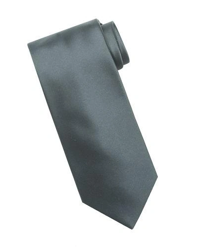 Stefano Ricci Solid Silk Satin Tie In Silver