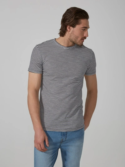 Frank + Oak Striped Tencel-linen-blend T-shirt In Navy/white