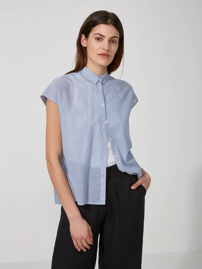 Frank + Oak Sleeveless Cotton-voile Kimono Shirt In Light Blue
