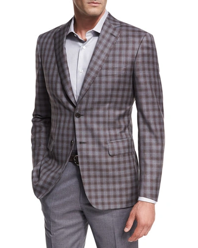 Brioni Check Wool Two-button Sport Coat In Gray
