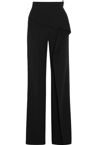 Roland Mouret Coveney Layered Cady Wide-leg Pants In Llack