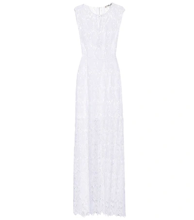 Diane Von Furstenberg Embroidered-mesh Sleeveless Dress In White/white