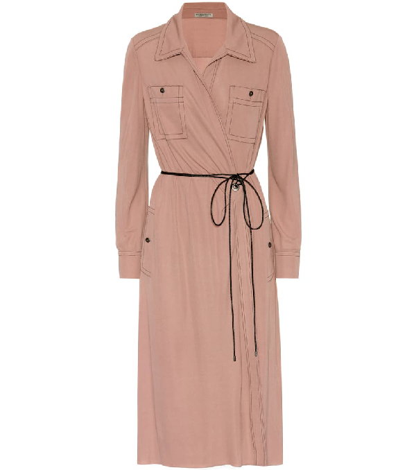 Bottega Veneta Long-sleeved Wrap Dress In Pink | ModeSens