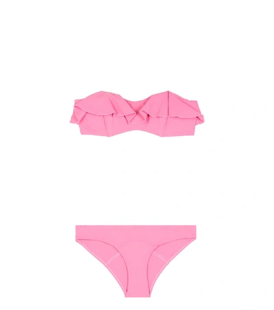 Lisa Marie Fernandez Natalie Flounce Bikini In Pink