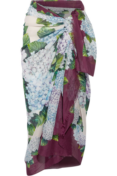 Dolce & Gabbana - Floral-print Cotton-gauze Pareo - Forest Green | ModeSens