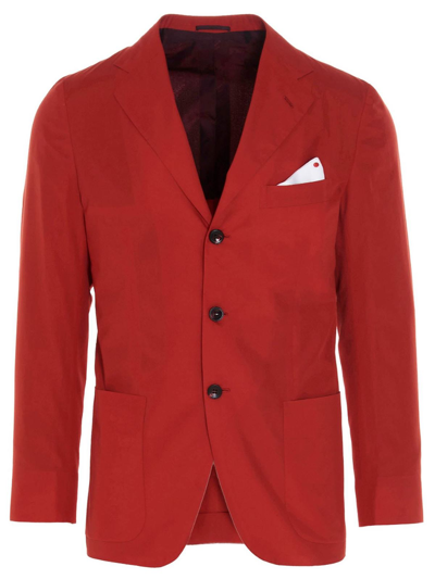 Kiton Single-breasted Cotton Blazer In Red