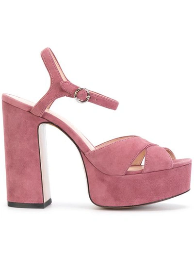 Marc Jacobs Black Suede Lust Platform Sandals In Dusty Pink