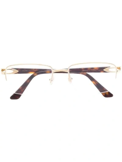 Cartier Rectangular-frame Tortoiseshell-effect Glasses In Gold
