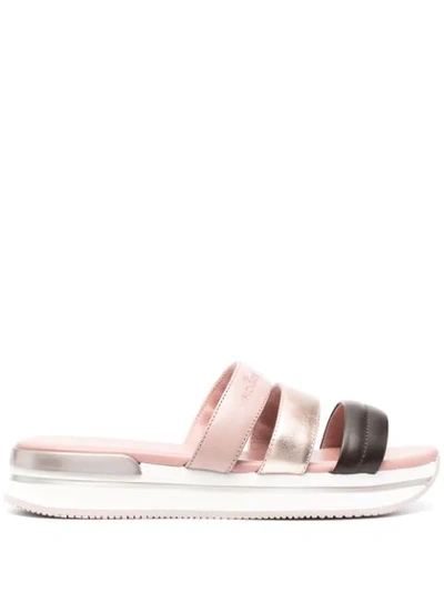 Hogan Triple Strap Sandals In Pink
