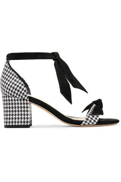 Alexandre Birman Clarita Bow-embellished Houndstooth Canvas And Suede Sandals