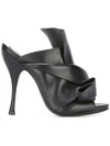 N°21 Pleated Satin 100mm Mule Sandals In Black