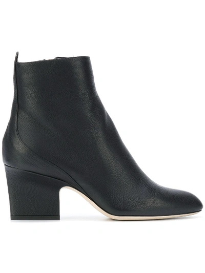 Jimmy Choo Autumn 65 Black Grainy Leather Round Toe Booties