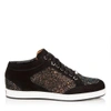 Jimmy Choo Miami Glitter-paneled Suede Sneakers In Bronze Mix