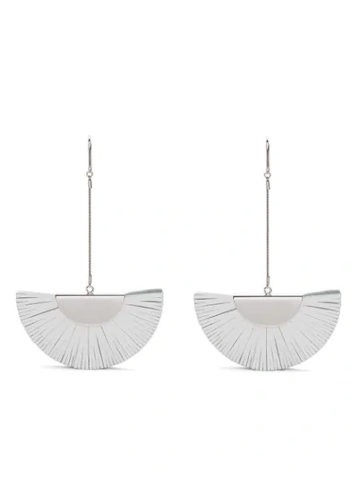 Isabel Marant Leather Drop Earrings In White Silver