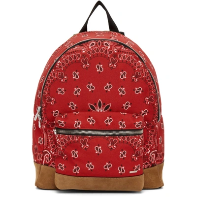 Amiri Red Canvas & Suede Bandana Backpack In Red / Tan